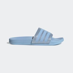 Adidas Adilette Comfort Slides Sandals Shoes blue silver sparkle EE6817 Womens 6